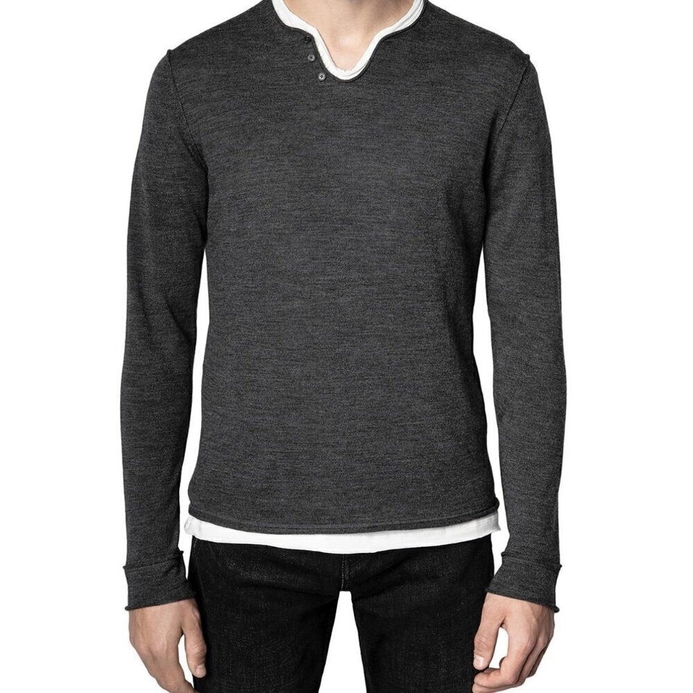 Zadig & Voltaire men’s Monastir Merino Wool Henley Sweater
